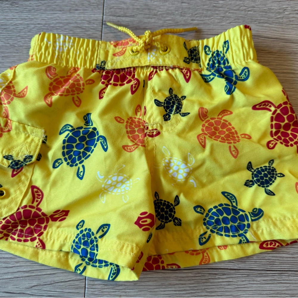 Koala Kids Yellow Swim Trunks with Turtle Print 6 Months